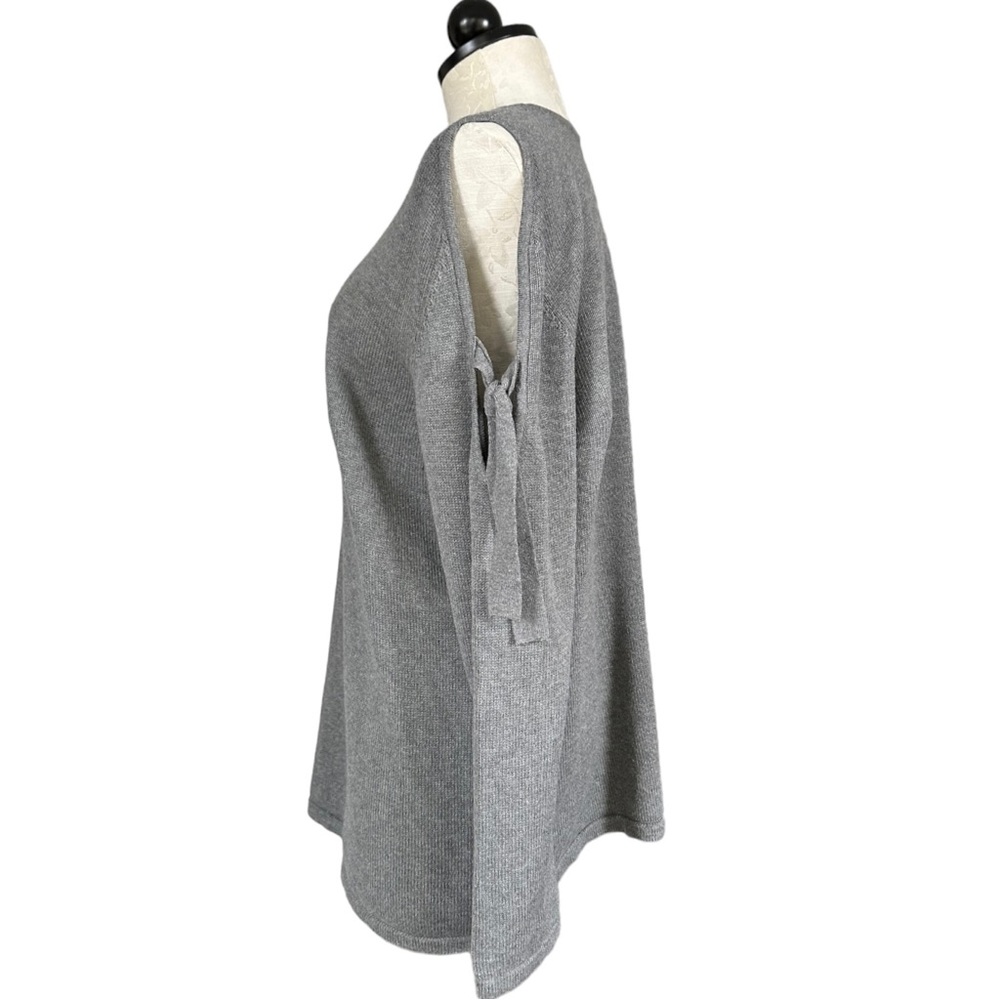 J. Jill Cotton Rayon Cold Shoulder Crew Neck Pullover Sweater Ties Gray Size XL - Picture 6 of 13